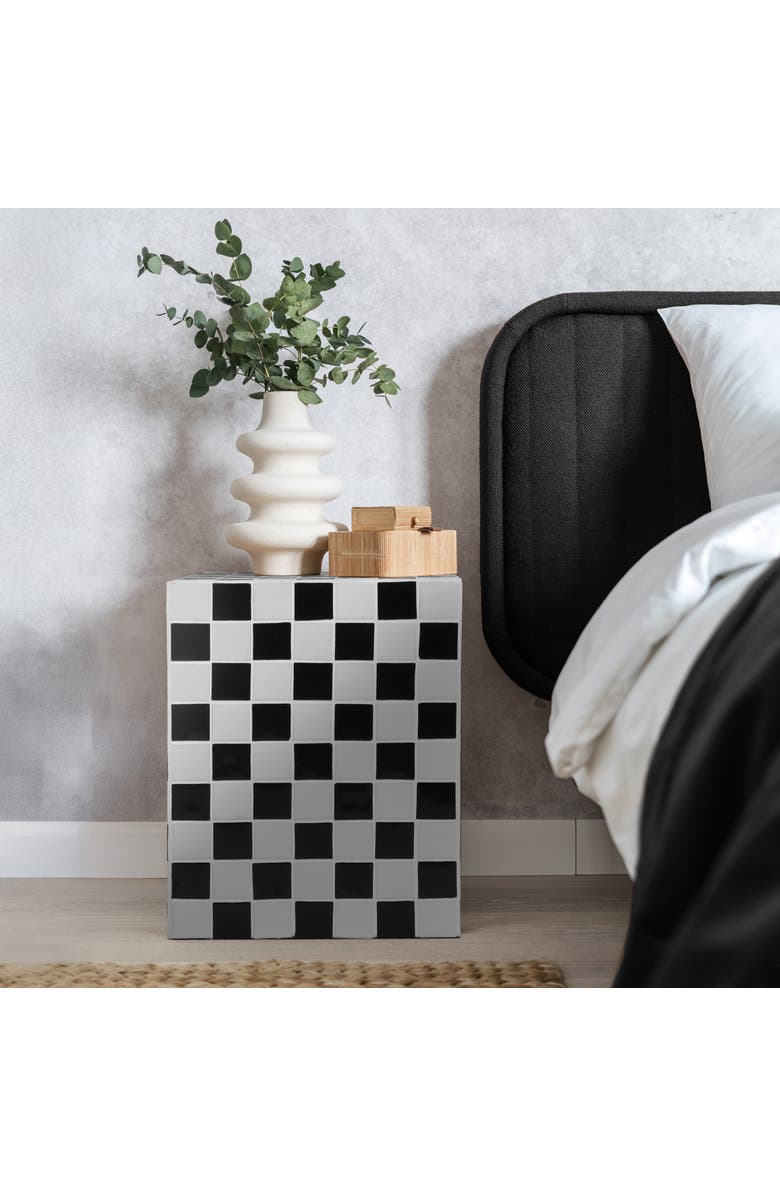 JONATHAN Y Callista 18" Modern Bohemian Ceramic Tiled Rectangle End Table, Alternate, color, Stone Black