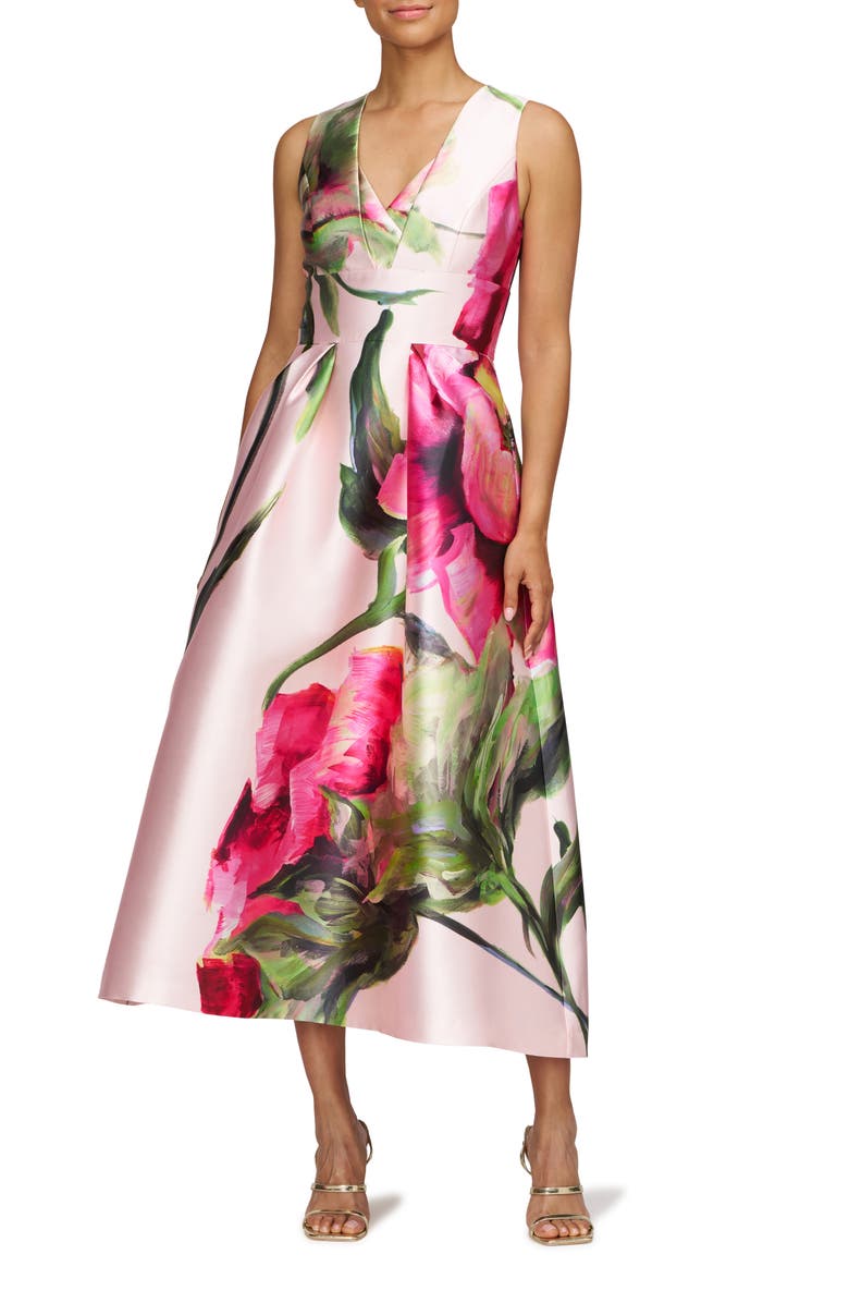 Kay Unger Regina Floral Midi Dress, Main, color,