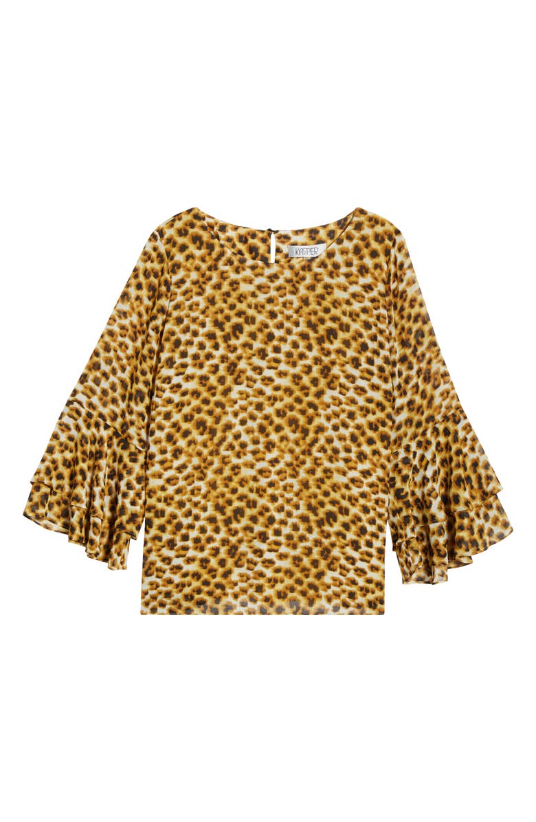 KASPER Tiered Ruffle Bell Sleeve Chiffon Top, Alternate, color, 