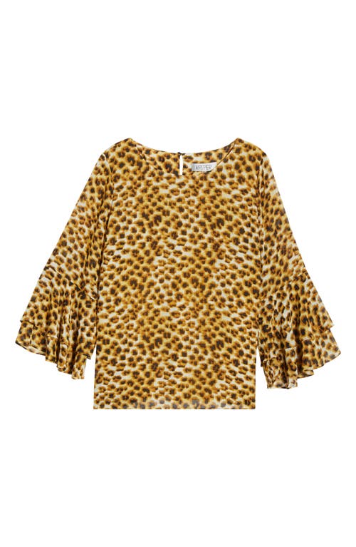 Kasper Tiered Ruffle Bell Sleeve Chiffon Top In Yellow