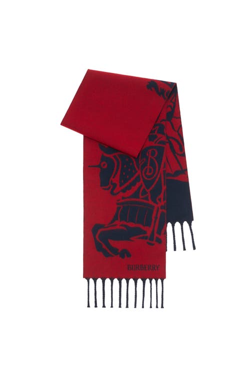Burberry Reversible Ekd Wool Scarf In Red