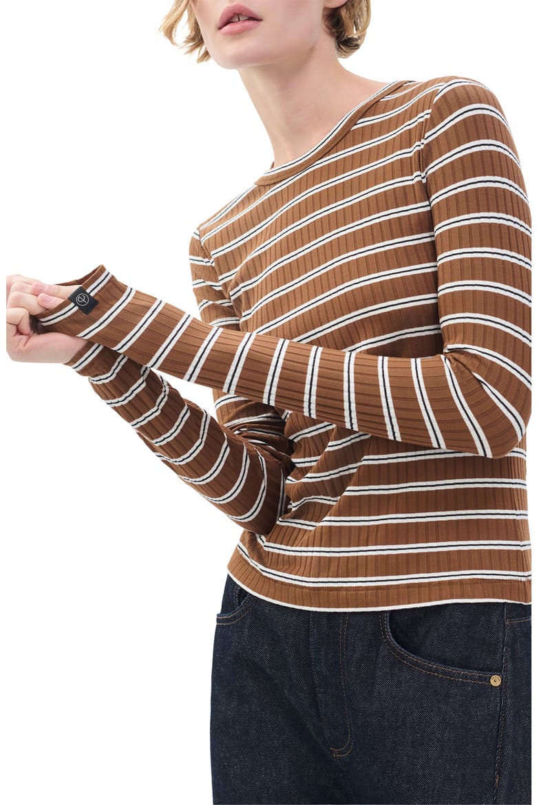 Luca Rib Stripe Long Sleeve T-Shirt, Main, color, TOFFE MULTI