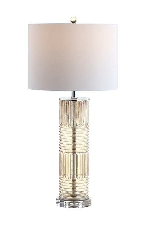 Genevieve 30" Glass/Crystal LED Table Lamp, Champagne