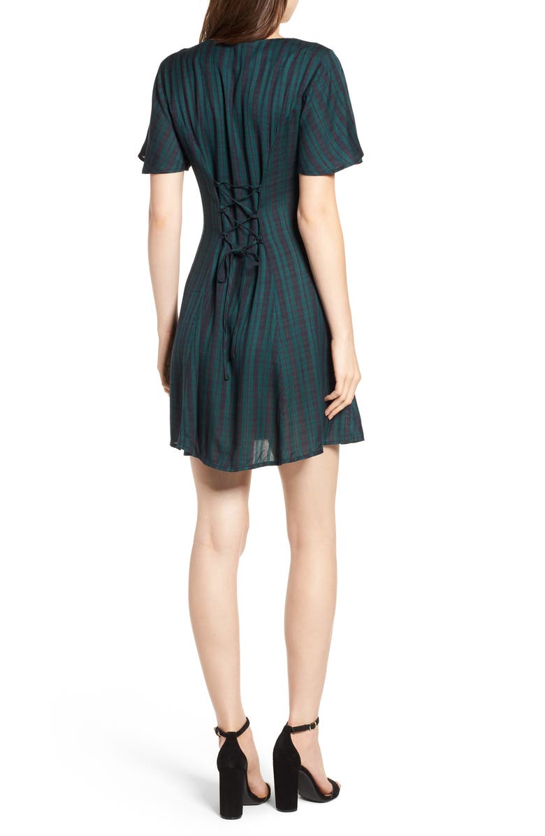 BP. Plaid Button Front Dress, Alternate, color, 