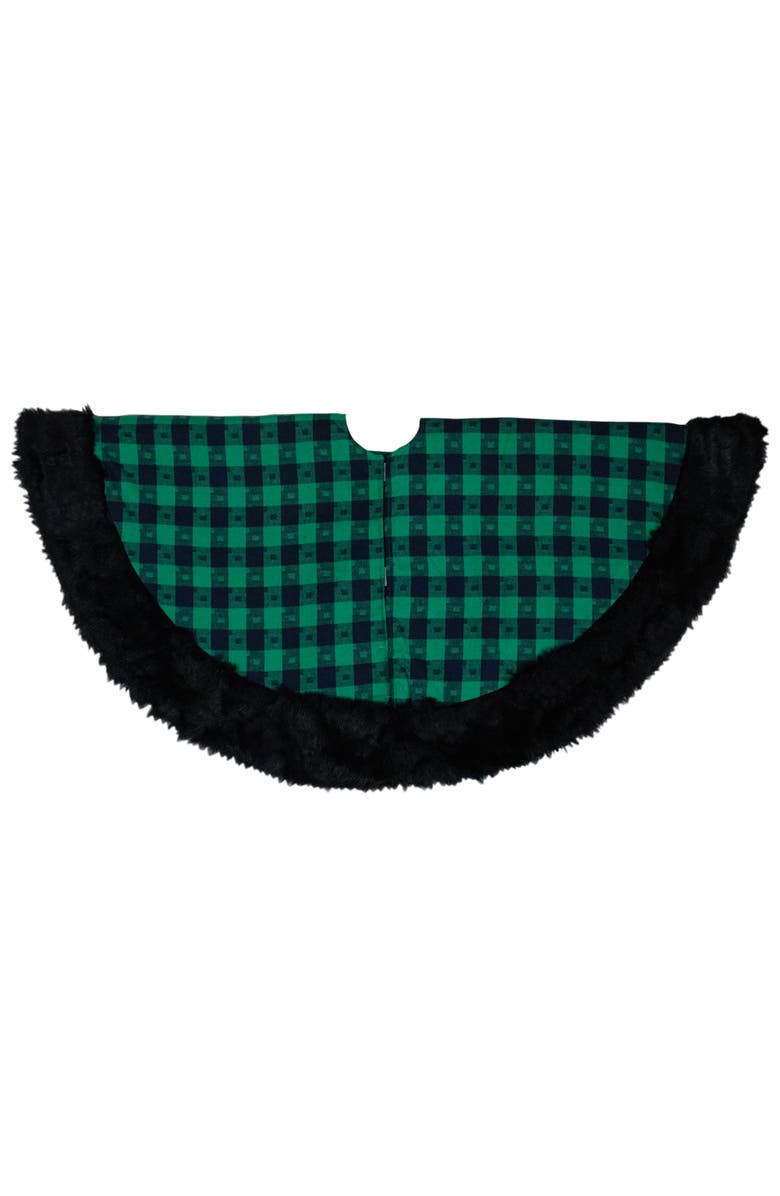 Northlight 48" Green and Black Plaid Plush Christmas Tree Skirt, Alternate, color, Green