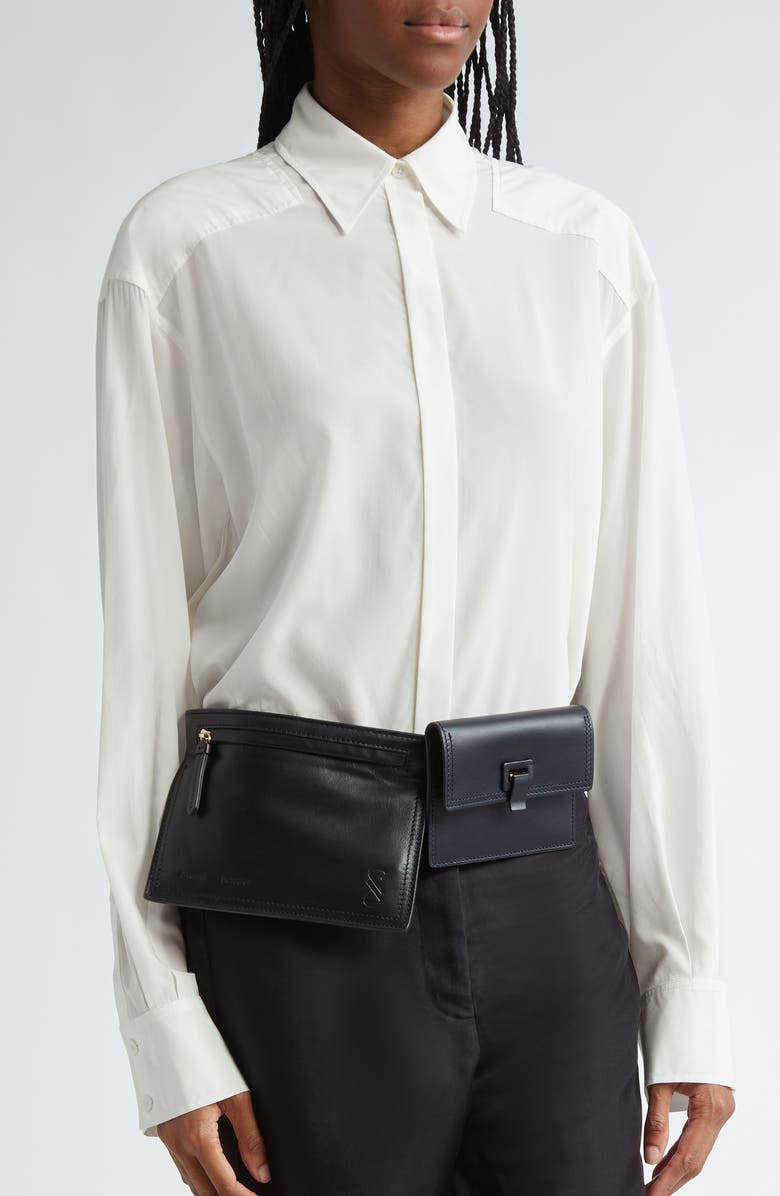 Proenza Schouler Double Pocket Leather Belt Bag, Alternate, color,