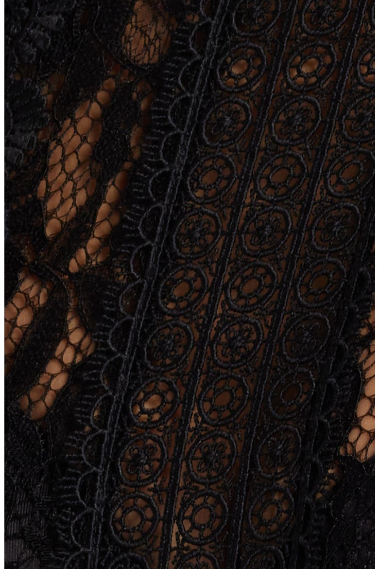 Lace Bodice Long Sleeve Jumpsuit, Alternate, color, BLACK
