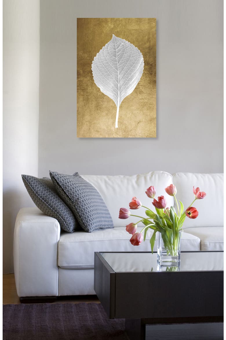 Leaf in Gold I Canvas Wall Art, Alternate, color, METALLIC GOLD