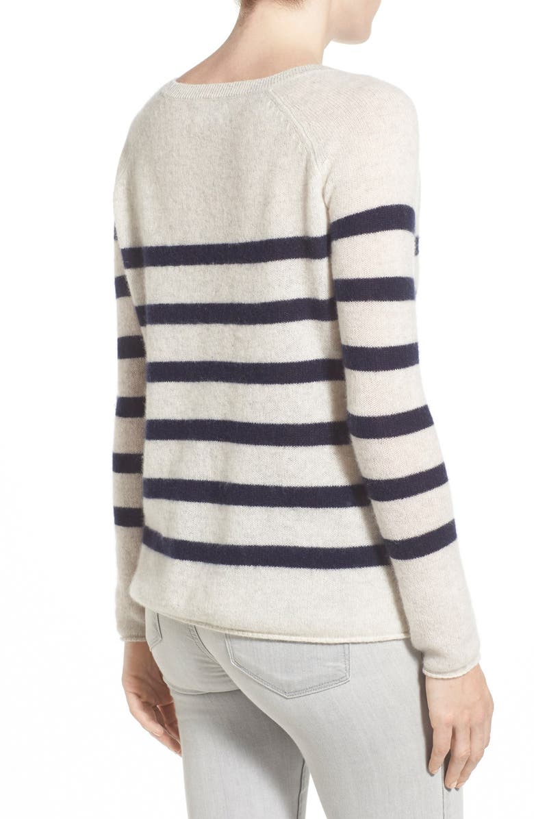 VELVET by Graham & Spencer Stripe Sheer Cashmere Sweater, Alternate, color, 