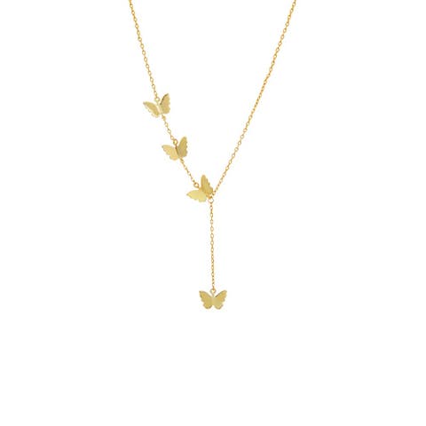 Multi Butterfly Drop Lariat Necklace