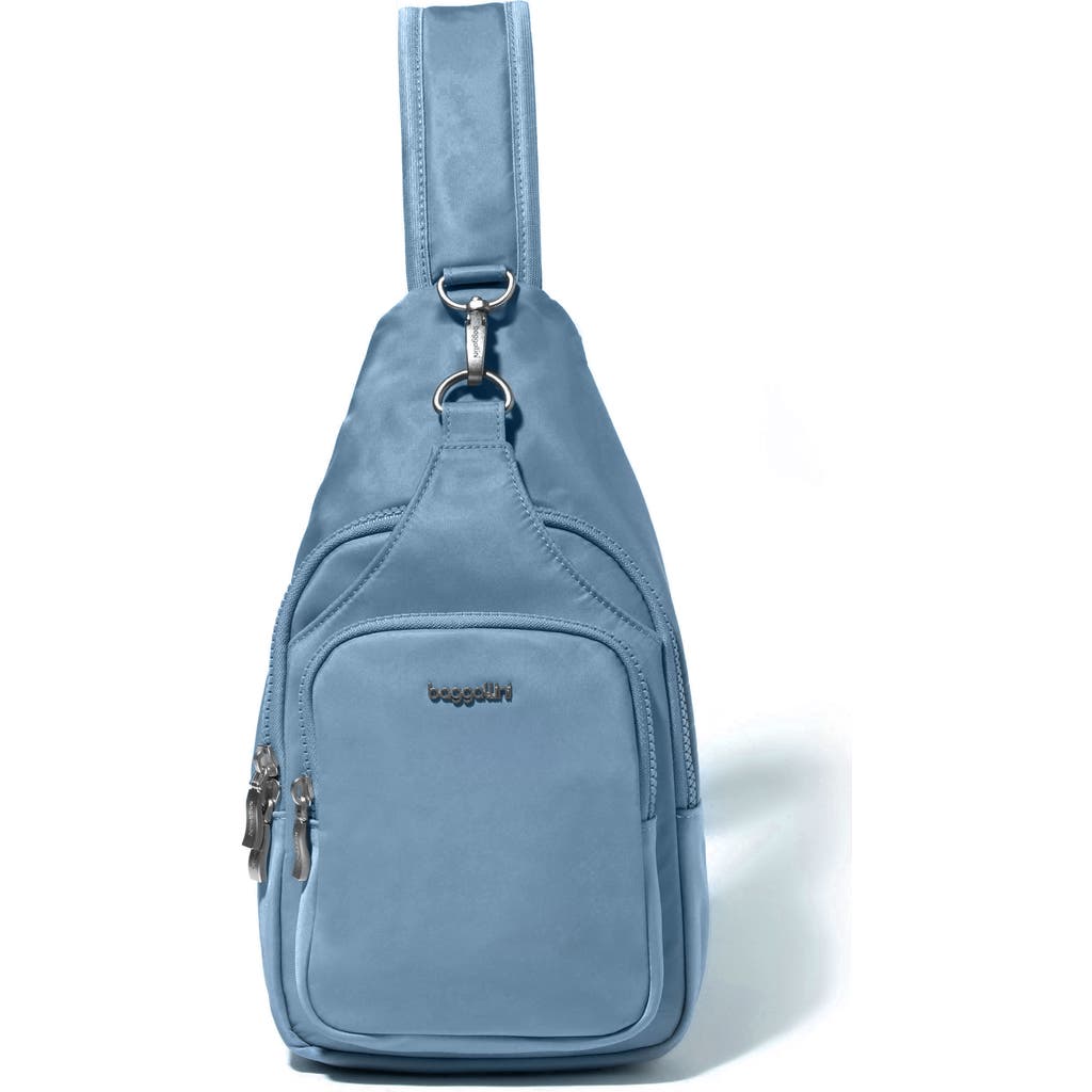 Baggallini Central Park Sling Bag In Cornflower Twill