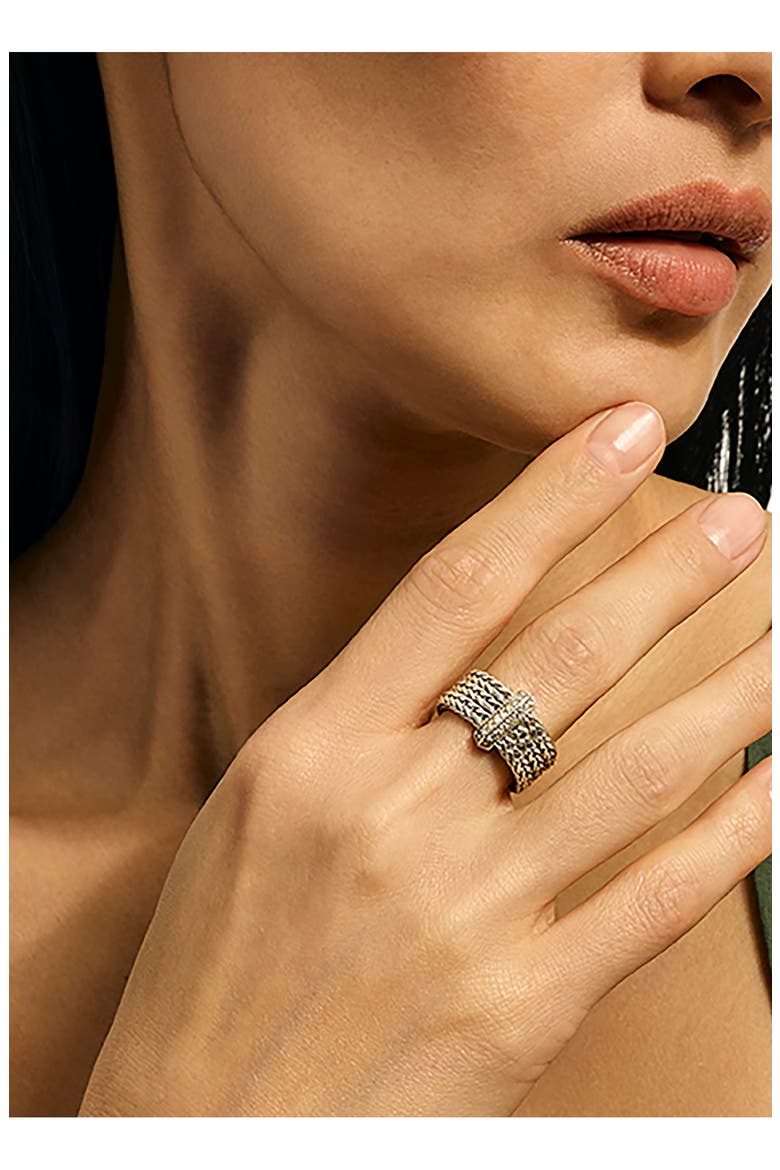 Icon Link Ring with Diamonds, Alternate, color, SILVER