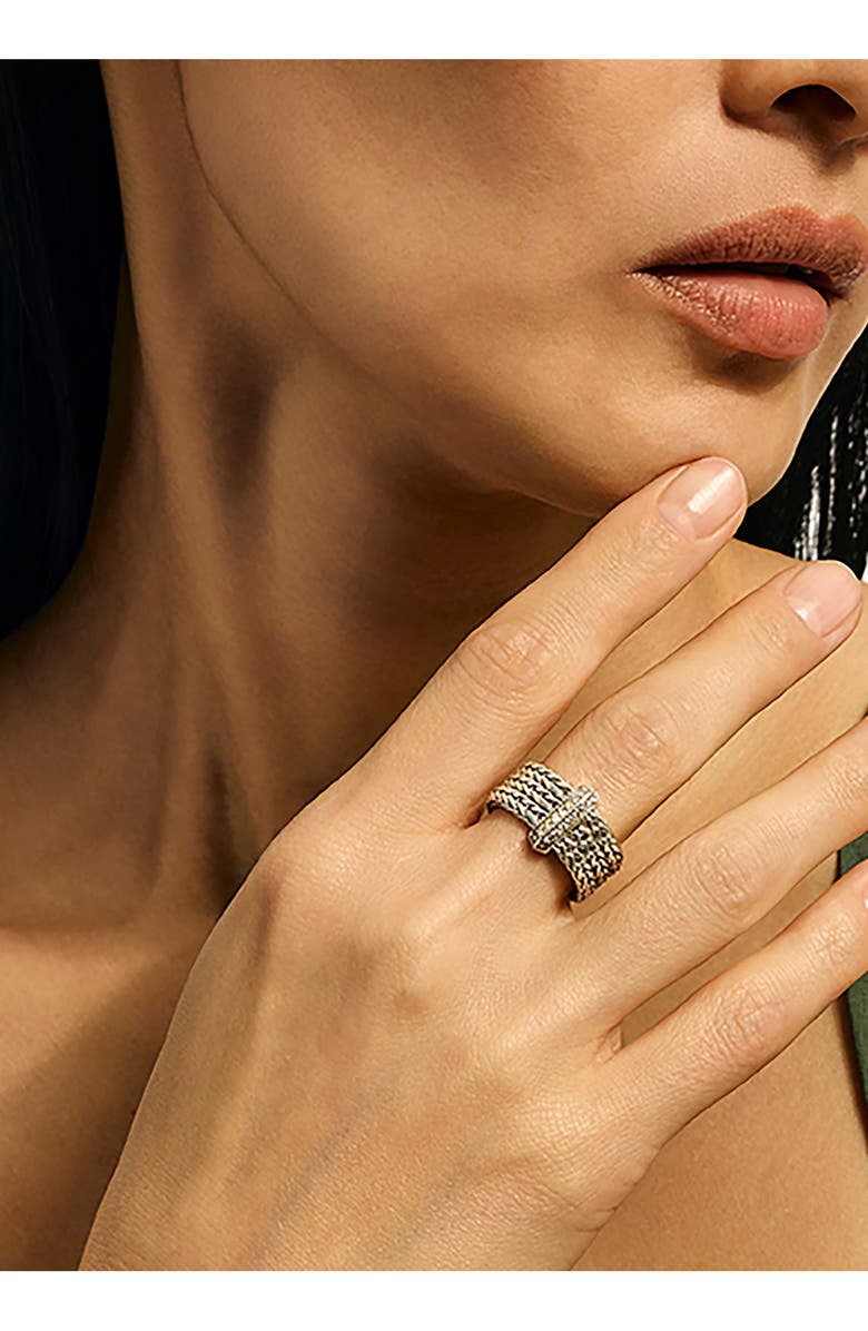 John Hardy Icon Link Ring with Diamonds, Alternate, color, Silver