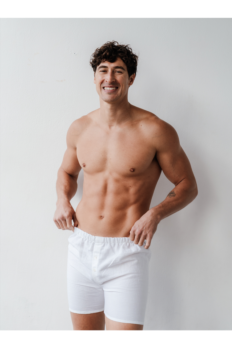 Men's 100% Organic Linen Boxer Shorts, Main, color, White