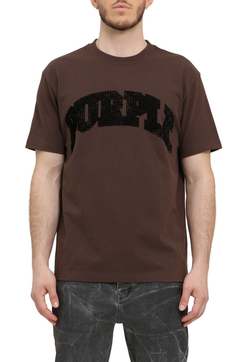 Flocked Logo Heavyweight Cotton Graphic T-Shirt, Main, color, BLACK