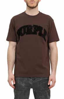 Flocked Logo Heavyweight Cotton Graphic T-Shirt