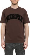 PURPLE BRAND Flocked Logo Heavyweight Cotton Graphic T-Shirt