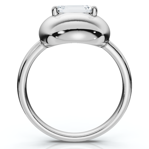 Bliss Diamond 1ct Emerald Cut Solitaire Candy Button Diamond Ring 14k Gold Or Pt Lab Grown In Silver