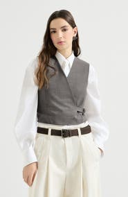 Brunello Cucinelli Tropical luxury wool vest with monili