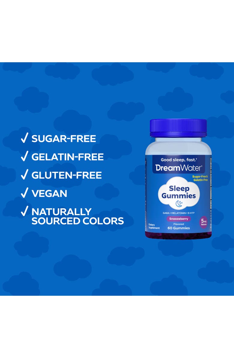Dream Water Sleep Gummies, Sugarfree, Gelatinfree; Blend Of 3 Ingredients, Alternate, color, Multicolored