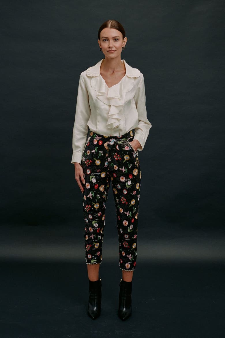 Derling Embroidered Trousers, Alternate, color, Black