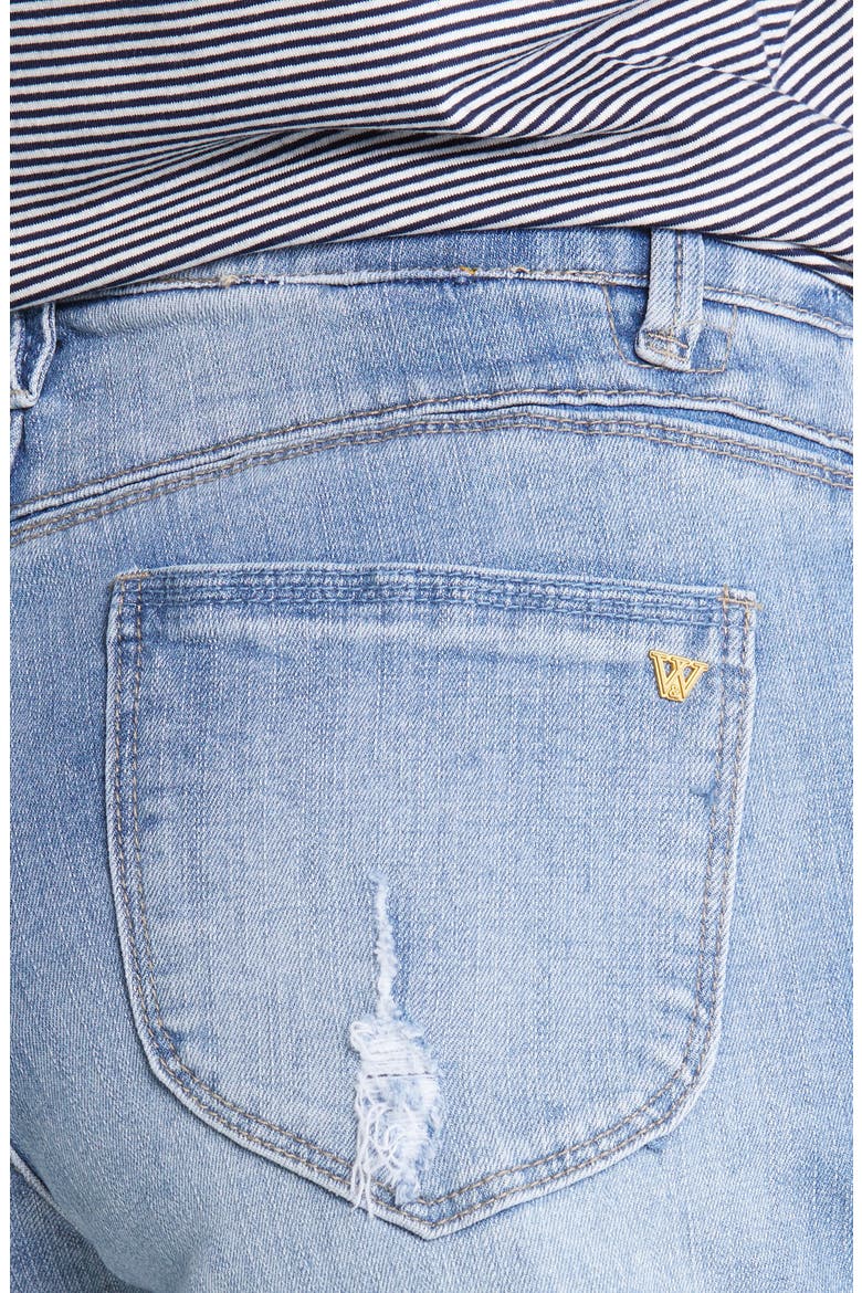 Frayed High Waist Denim Shorts, Alternate, color, LIGHT BLUE VINTAGE