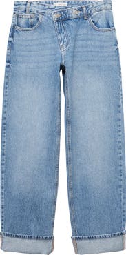 MANGO TEEN Crossover Waist Wide Leg Jeans