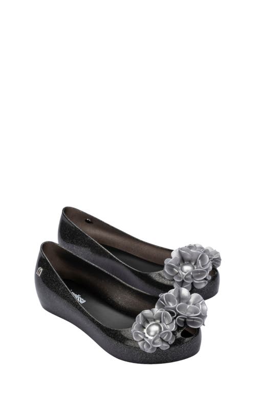 Melissa Kids' Mini Ultragirl Springtime Flat In Glitter Black