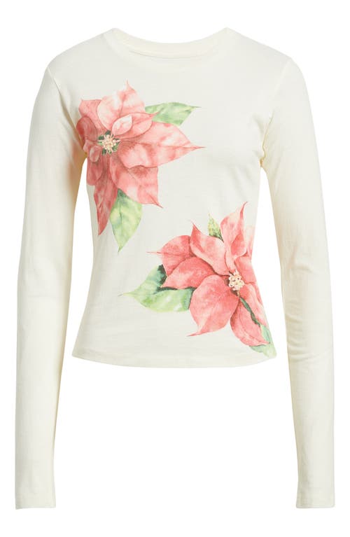 Golden Hour Poinsettia Long Sleeve Cotton Graphic T-shirt In Multi