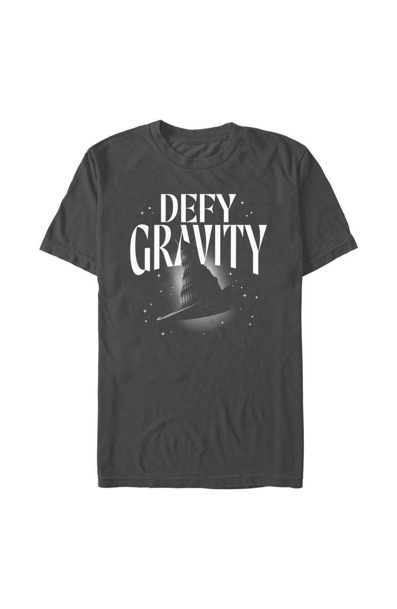 Wicked Men's Wicked Defy Gravity Witch Hat  Graphic T-Shirt, Alternate, color, Charcoal
