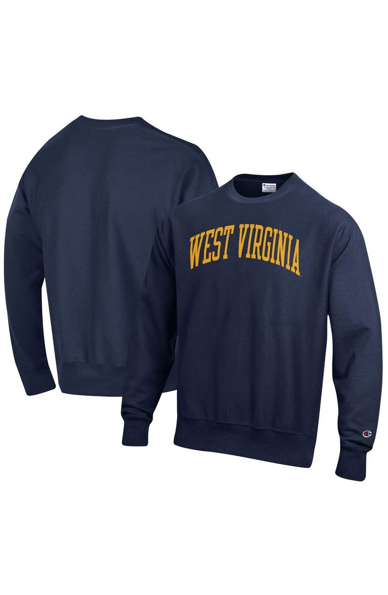 Champion Men's Champion Navy West Virginia Mountaineers Arch Reverse Weave Pullover Sweatshirt, Main, color, Navy