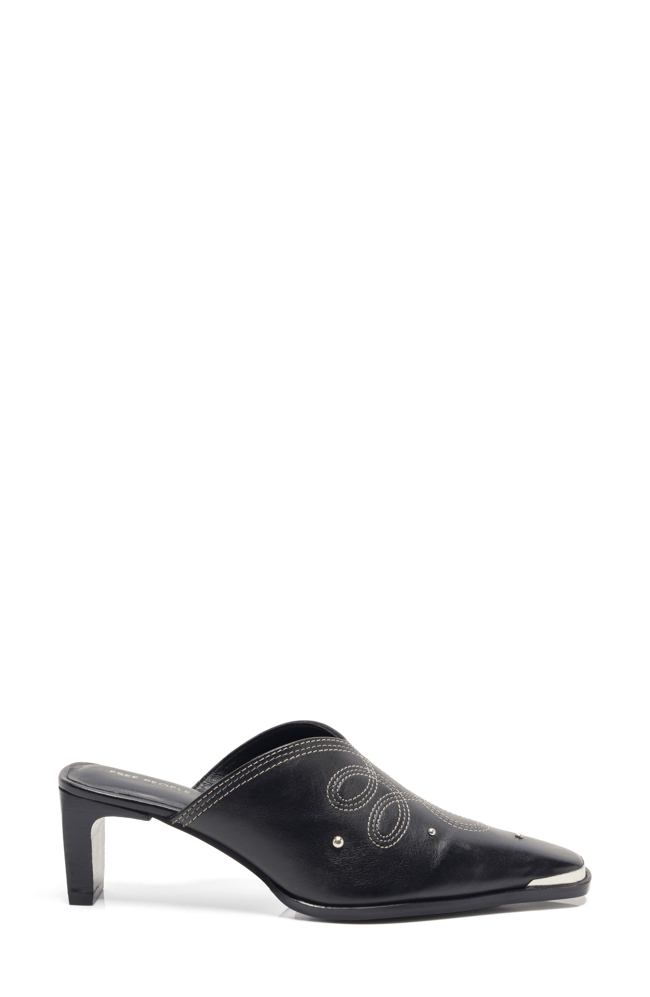 Free People Roxi Western Mule, Alternate, color, Black Leather