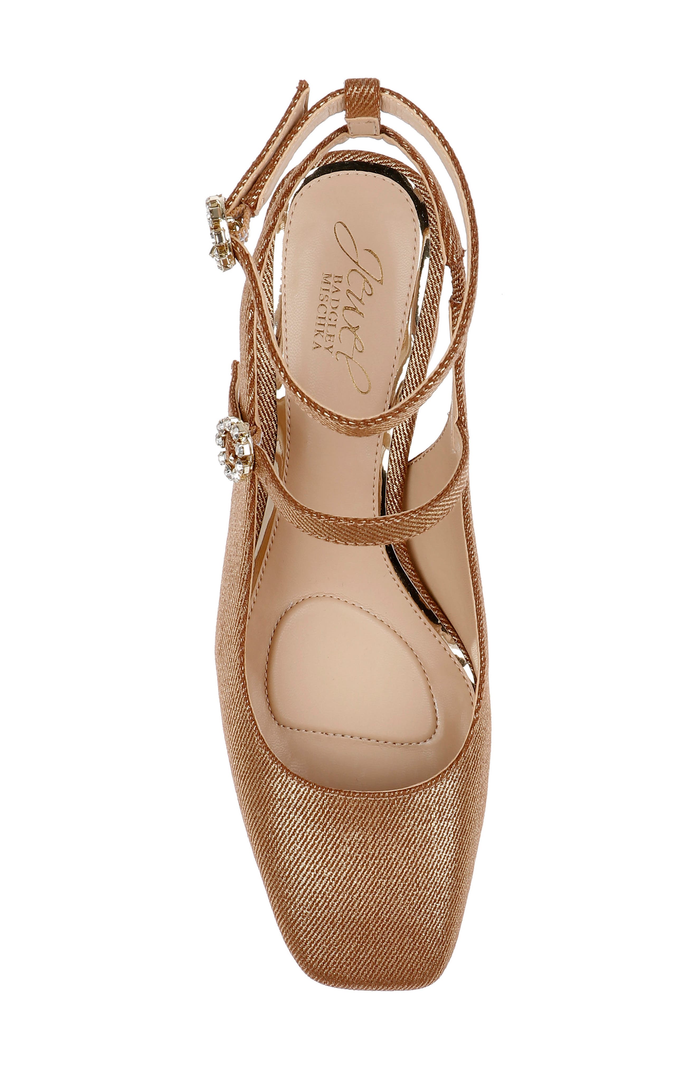 Jewel Badgley Mischka Keilani Ankle Strap Mary Jane Pump, Alternate, color, Gold Metallic