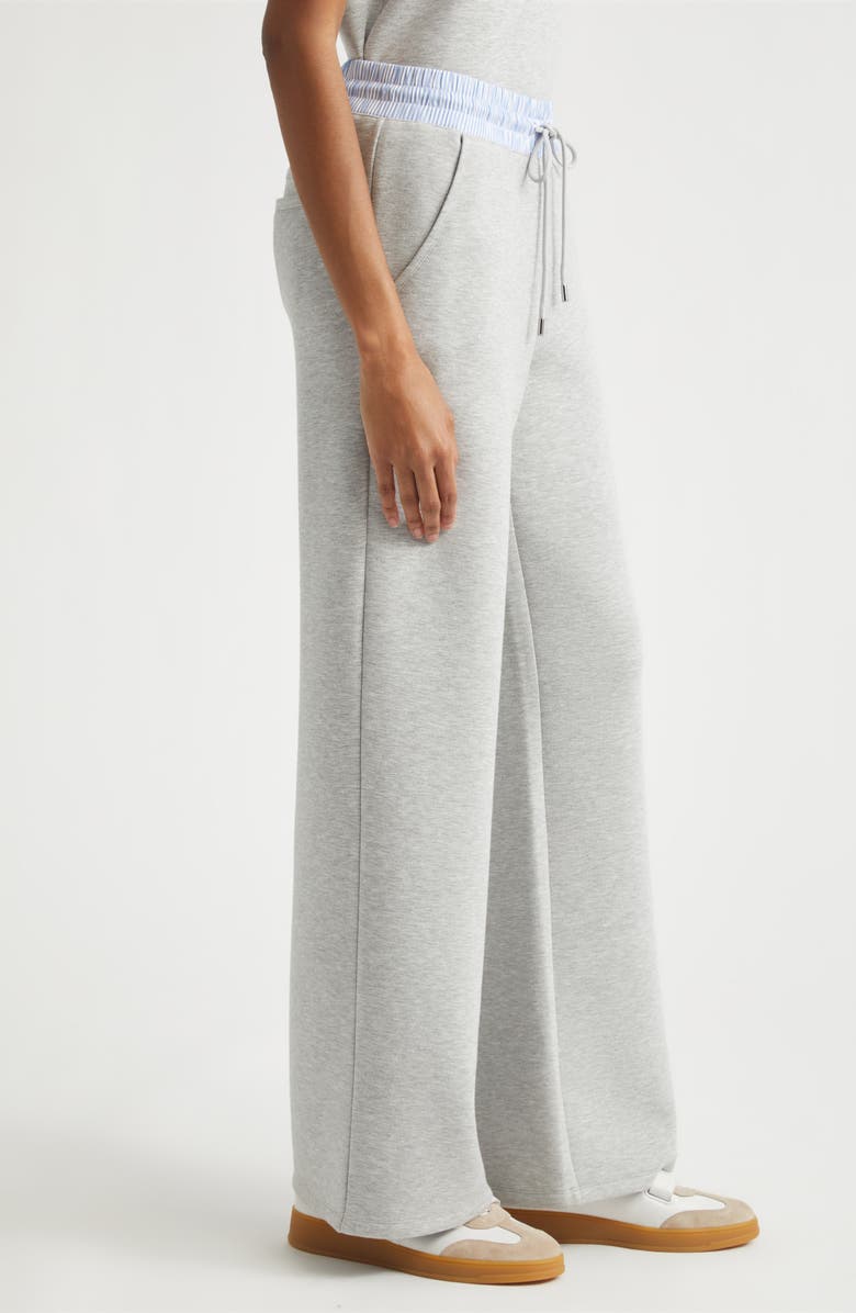 Veronica Beard Ernie Mixed Media Sweat Pants, Alternate, color, Light Heather Grey