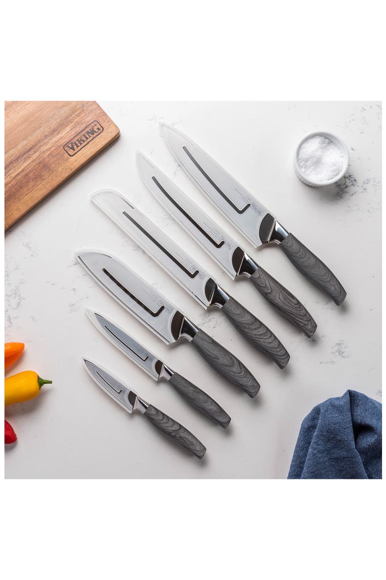 German Steel 6-Piece Knife Set, Alternate, color, STAINLESS STEEL/ ASH WOOD