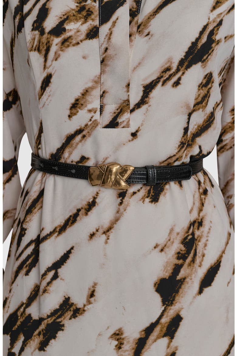 Long Sleeve Belted Shirtdress, Alternate, color, BLACK/ FAWN MULTI