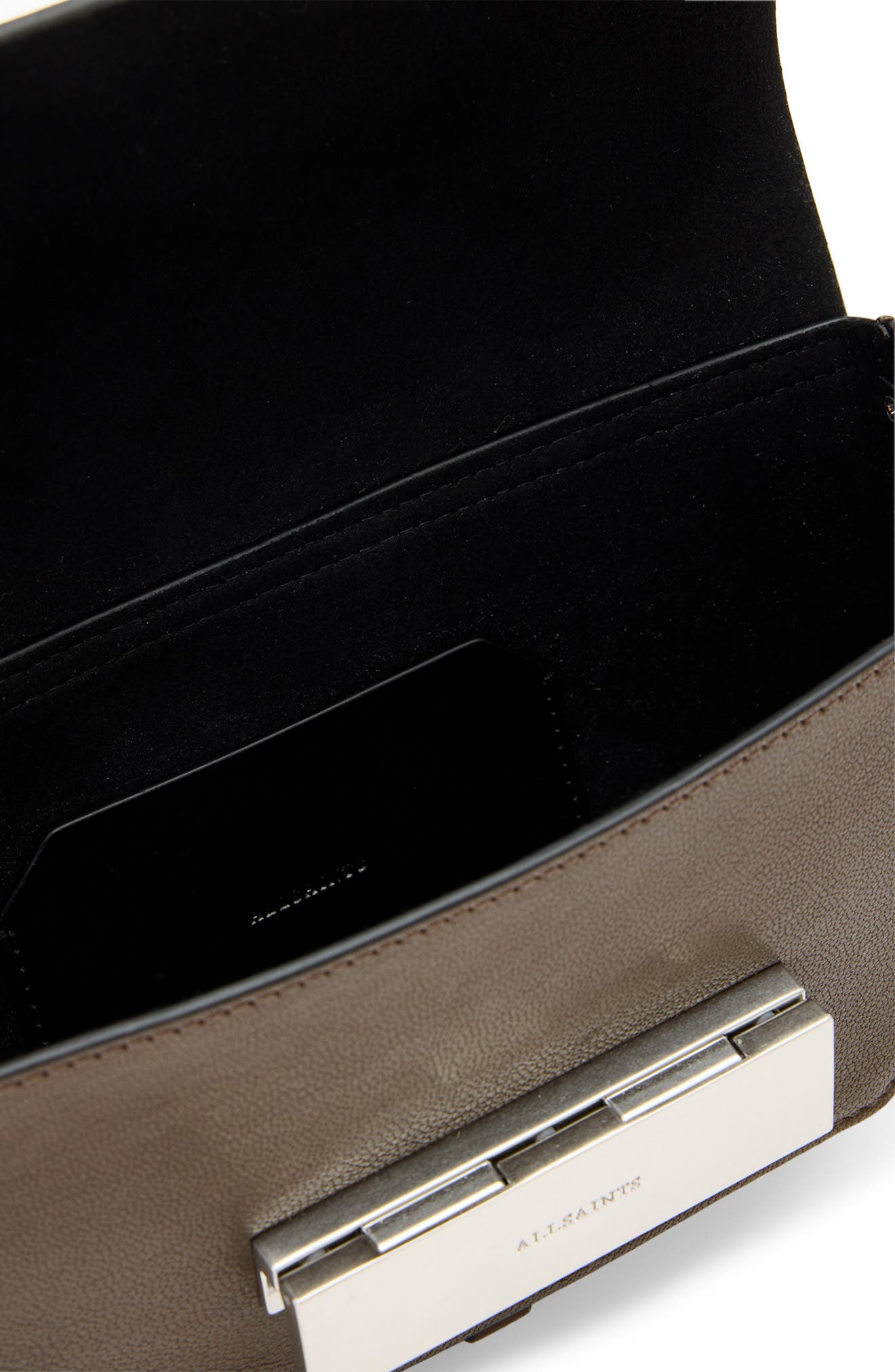 AllSaints Etta Leather Crossbody Bag, Alternate, color, Fango Brown