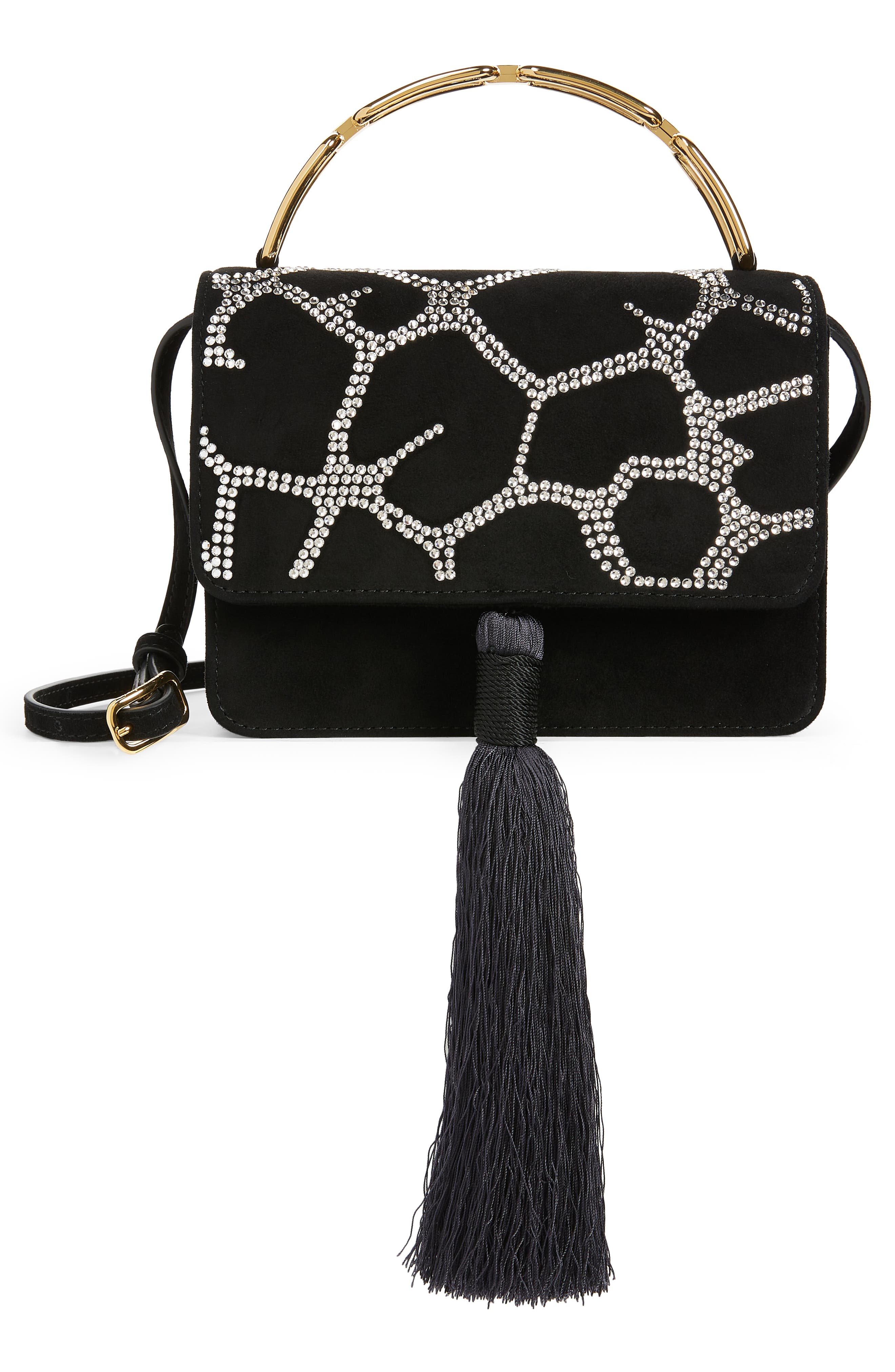 Bienen Davis x Aureta Lynx Crystal Embellished Top Handle Bag, Main, color, 