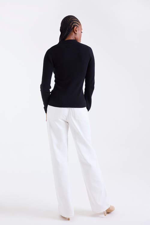 1982 Amaya Long Sleeve Button Polo Top In Black