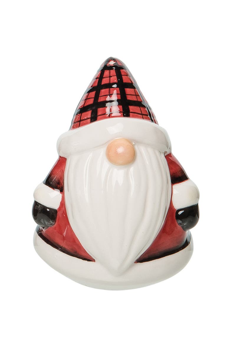 Plaid Gnome 3D Salt and Pepper Shakers, Alternate, color, Red