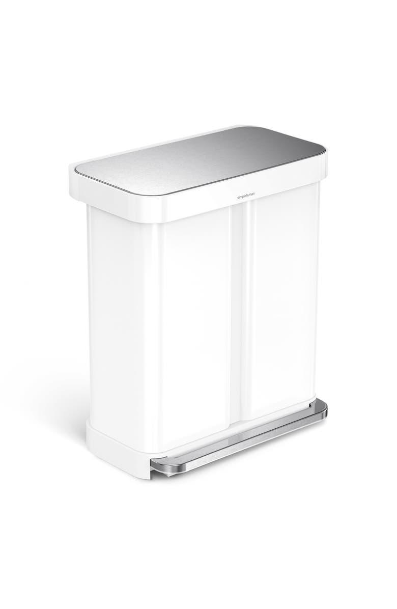 simplehuman 58L Dual Compartment Rectangular Step Trash Can, Main, color,