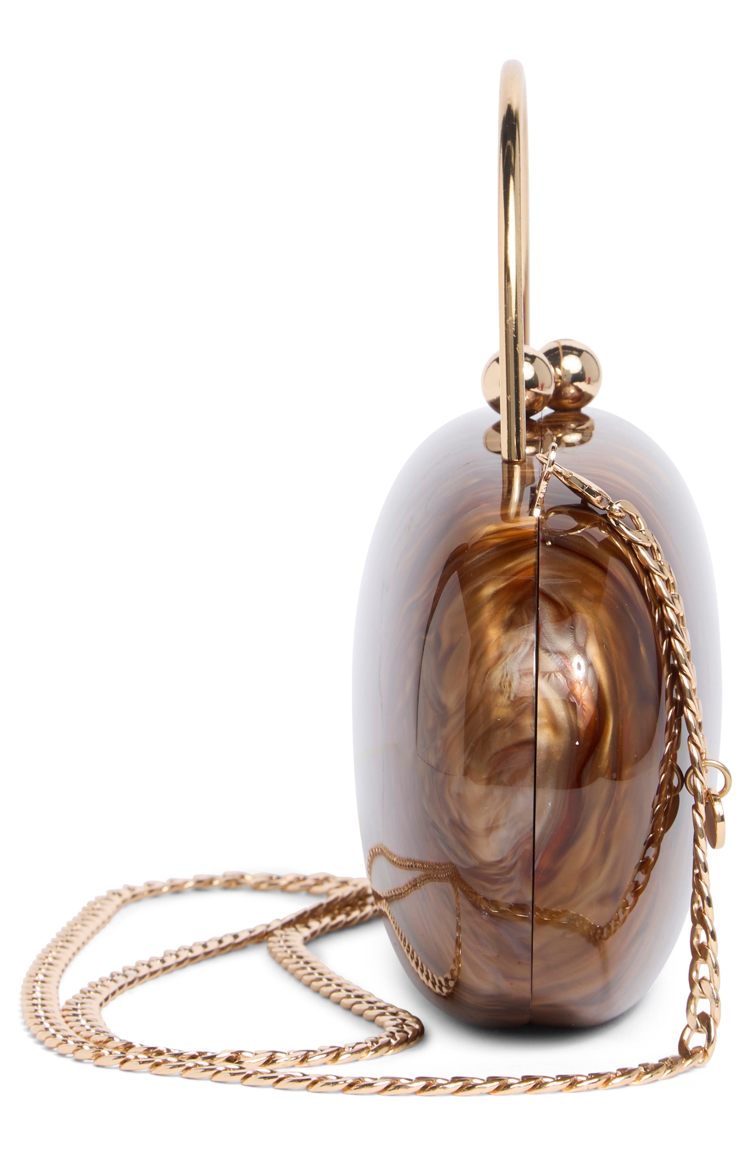 Imelda Acrylic Top Handle Bag, Alternate, color, CHOCOLATE