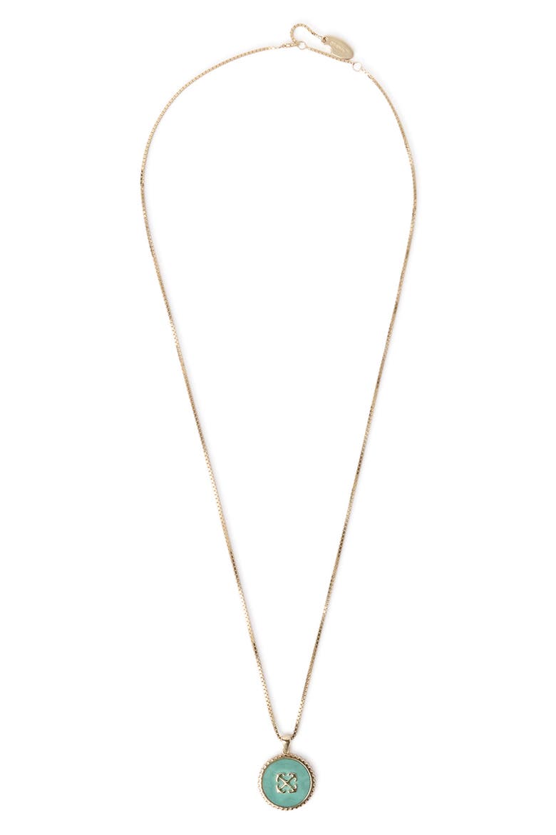 Malachite Arrow Pendant Necklace, Main, color, YELLOW GOLD
