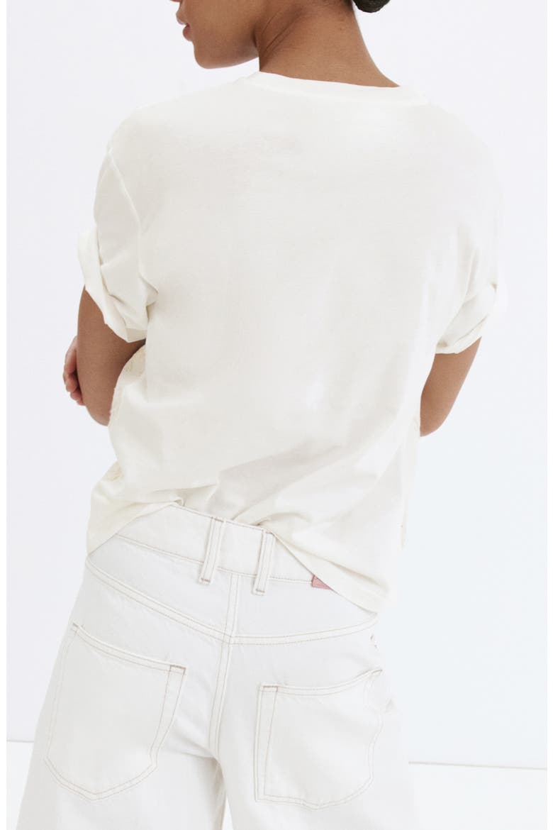 Floral Embroidered Cotton T-Shirt, Alternate, color, ECRU