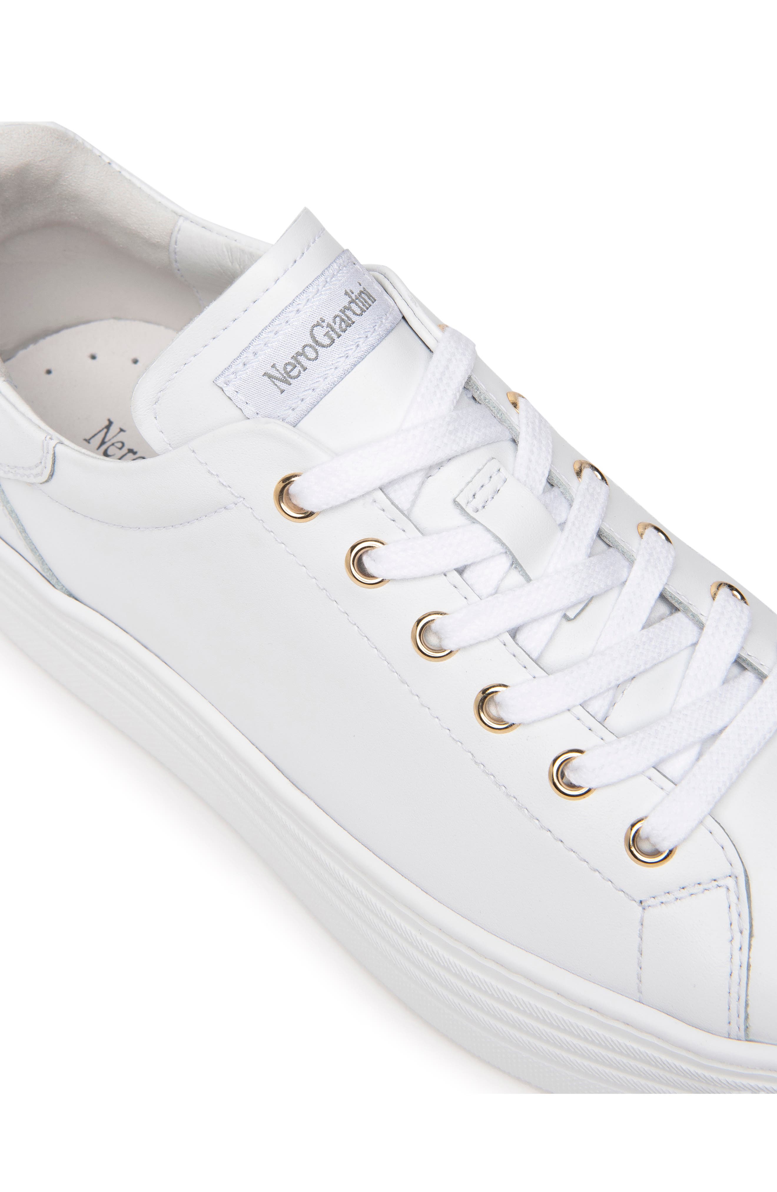 NeroGiardini Bow Platform Skate Sneaker, Alternate, color, White