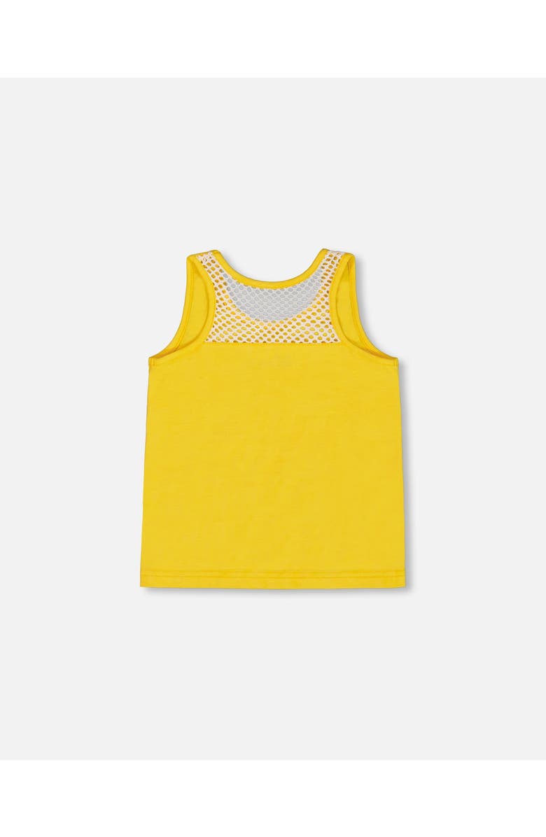 Deux par Deux Little Girl's Organic Cotton Tank Top Yellow And Cherries, Alternate, color,