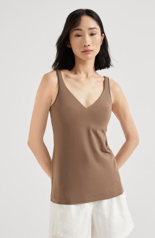 Brunello Cucinelli Jersey Top In Chocolate