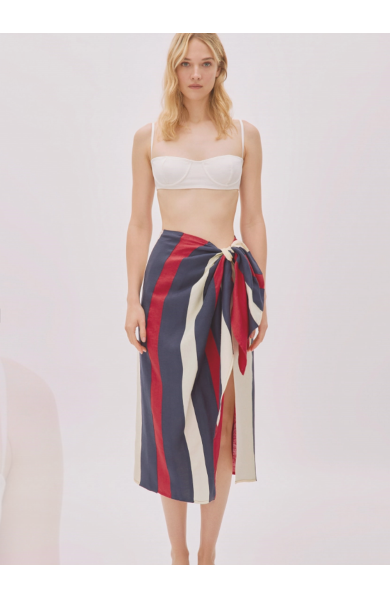 Labeca London Soho Linen Wrap Skirt, Main, color, Multicolor