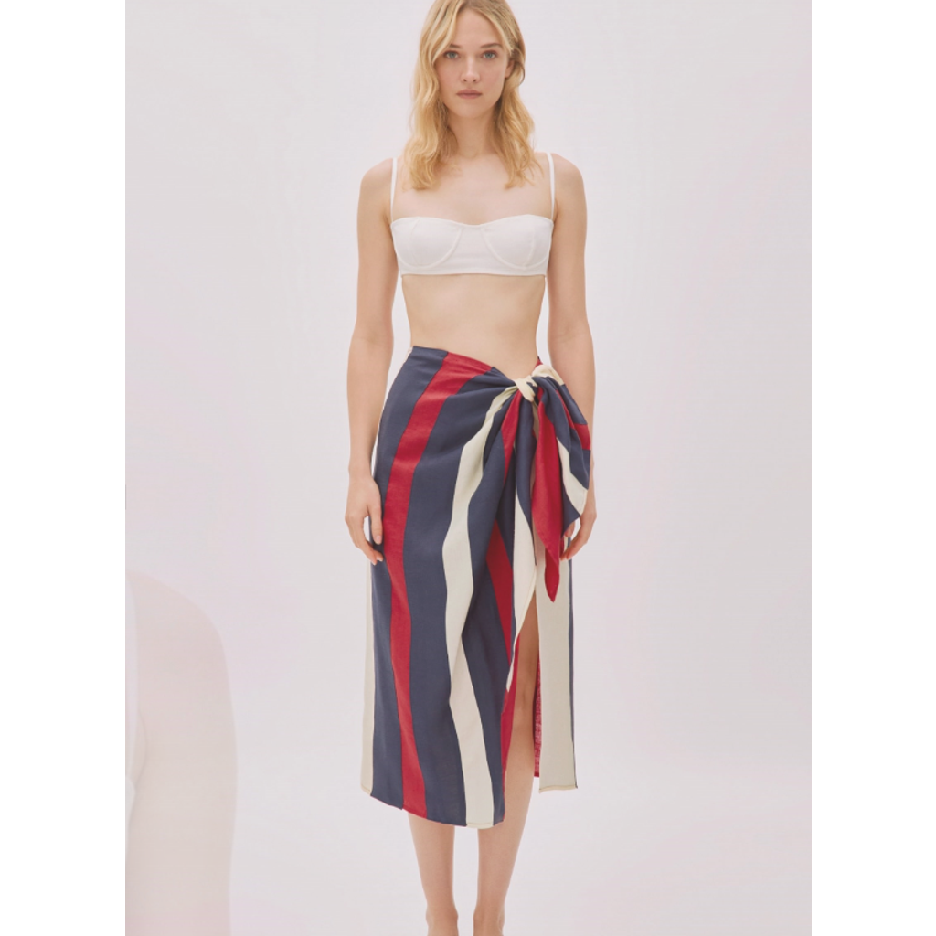 Labeca London Soho Linen Wrap Skirt In Multi