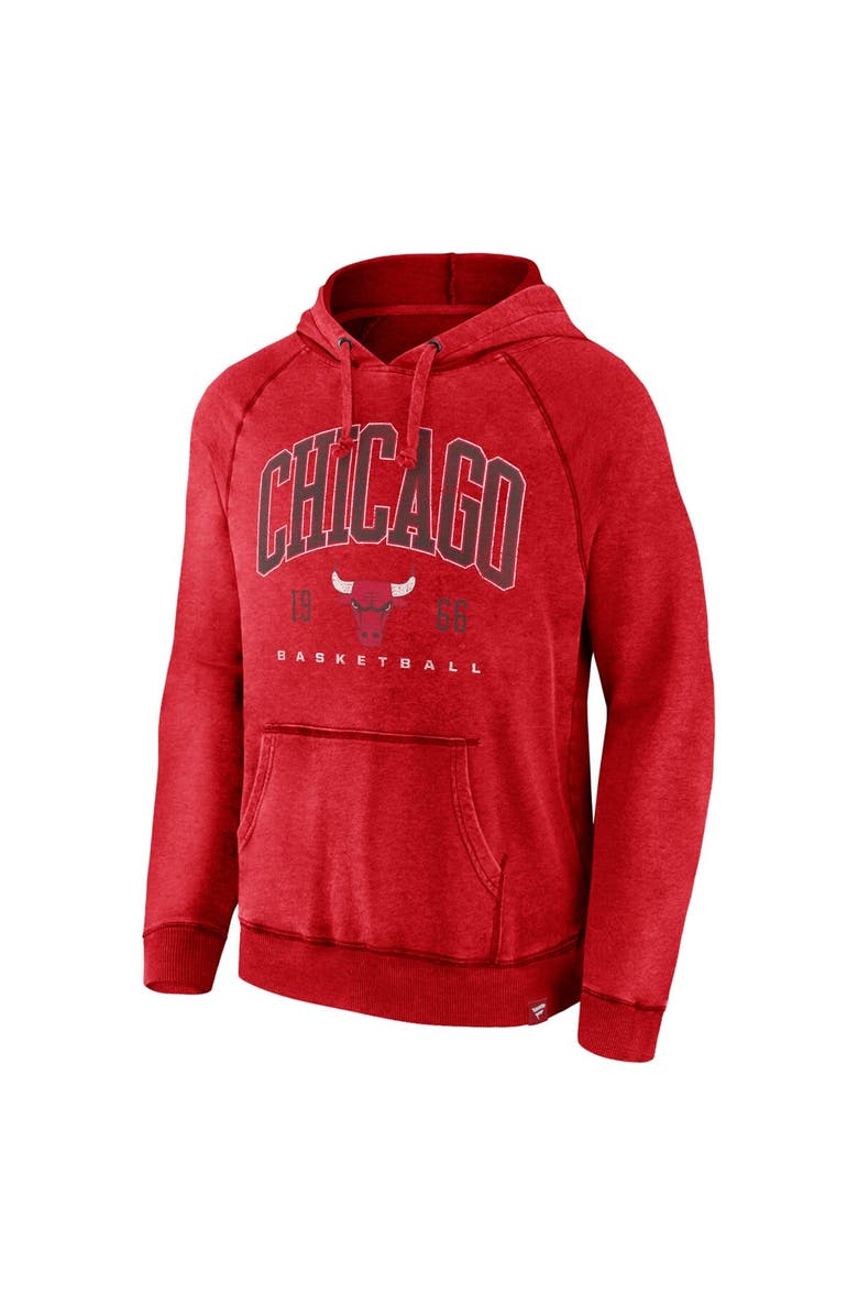 FANATICS Men's Fanatics Branded Heather Red Chicago Bulls Foul Trouble Snow Wash Raglan Pullover Hoodie, Alternate, color, Heather Red